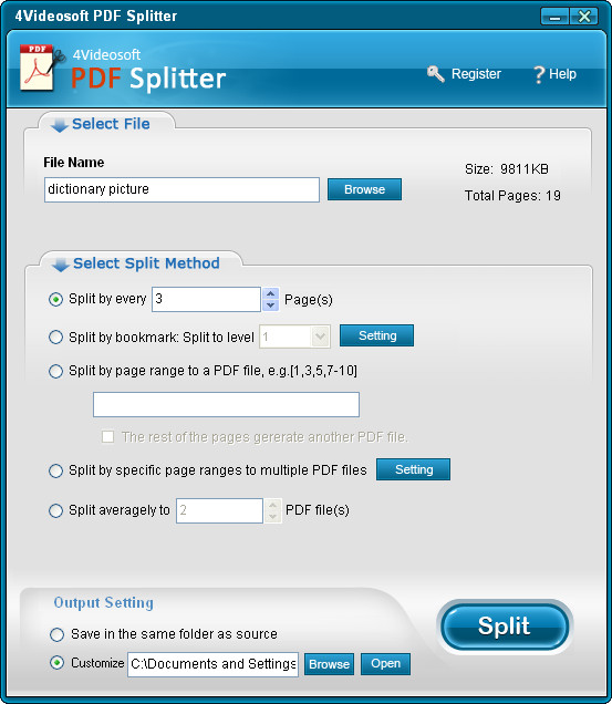 PDF Splitter screenshot